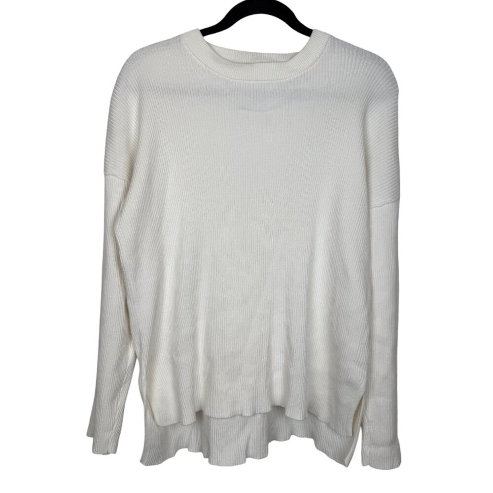 100% Cotton LEGOE Heritage Catalina Jumper White Ribbed Crewneck  Sweater - XS/S